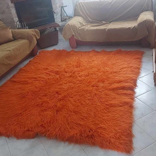 Handmade orange velentza rug new 2m x 2.15m