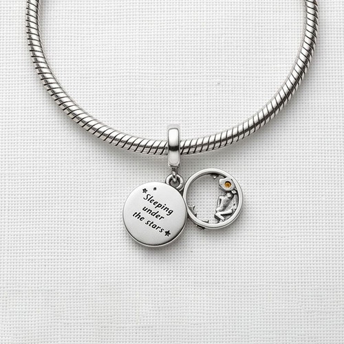 Pandora Camping Night Sky Dangle Charm new, silver 925, green enamel