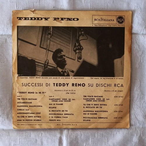Teddy Reno 45 RPM record used, RCA Italiana, Sanremo '59