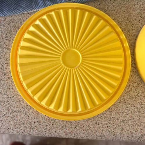 Tupperware container vintage plastic yellow used