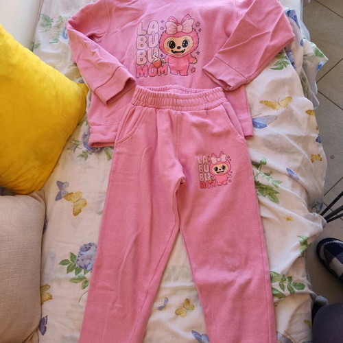 Girls' pink tracksuit set used, size 6-7 years