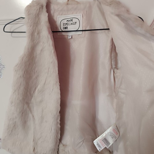 Marks & Spencer fur vest like new, beige for girl 6-7 years old