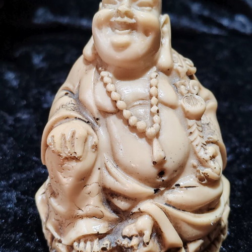 Vintage Laughing Buddha Hotei statue, Shoushan stone