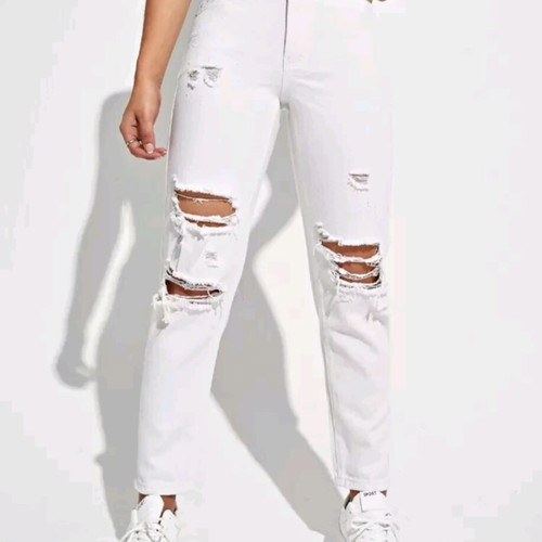 Mid-rise jeans used, white, size M