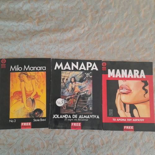 Milo Manara magazines used, pack of 3 issues in Greek