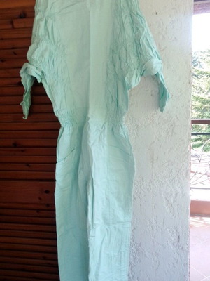 Green one-piece jumpsuit new, cotton, size medium