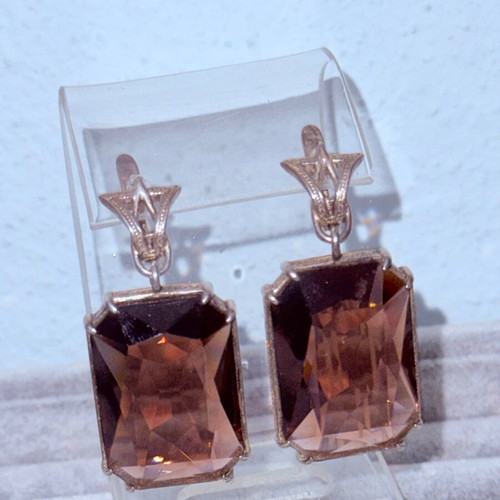 Silver evening earrings Etalon Jenavi new, brown and silver
