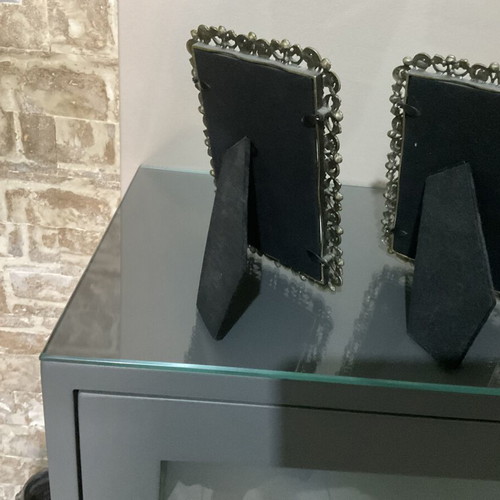 Σετ 2 χειροποίητες διακοσμητικές κορνίζες με σμάλτο και πέρλες