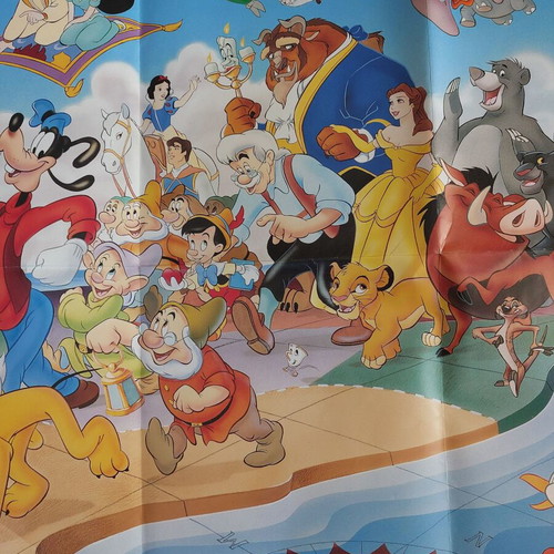 Αφίσα παιδική Disney χαρακτήρες μεταχειρισμένη, διπλής όψης Magic English