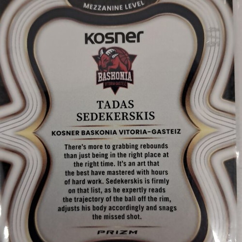Panini Select Tadas Sedekerskis Euroleague Card new