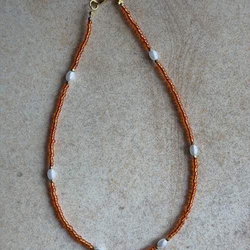 Set of 3 summer necklaces, colorful orange