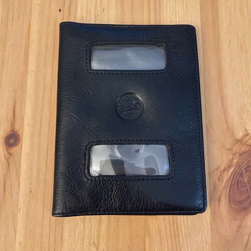 Mancini passport holder used, leather with card slots