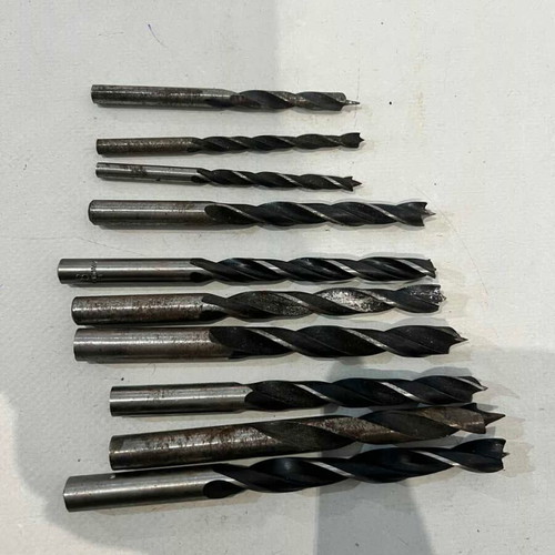 Set of 10 used wood drill bits