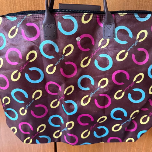 Large handbag new, fabric brown multicolor