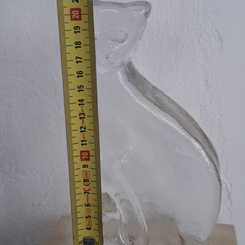 Glass Art Cat Figurine by Bertil Vallien for Kosta Boda, Sweden 1970s like new