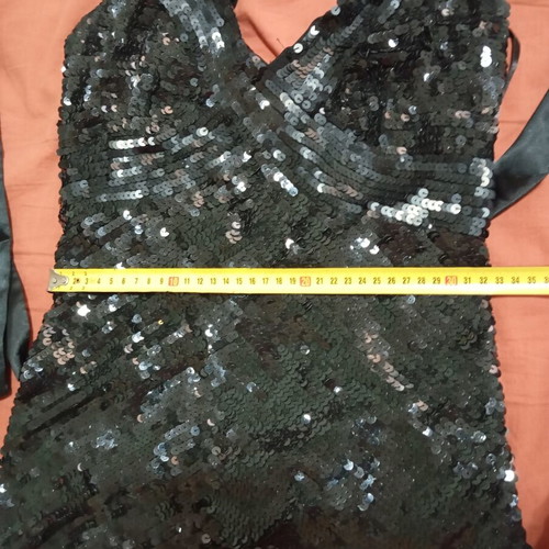 Ysatis sequin top satin back tie size M like new black