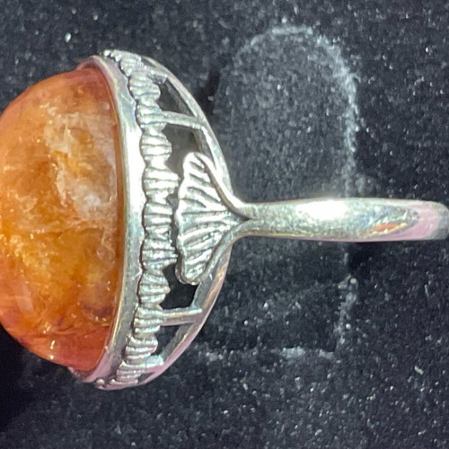 Fire Quartz Silver Ring one size