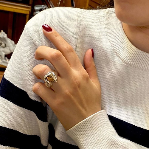 Silver-gold k14 ring new, size No15/55