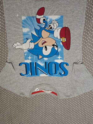 Sonic T-shirt gray H&M like new, size 104 cm for 4 years old