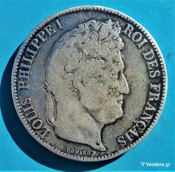  gallia 5 fragka 1843!!!  France 5 francs 1843 (W)