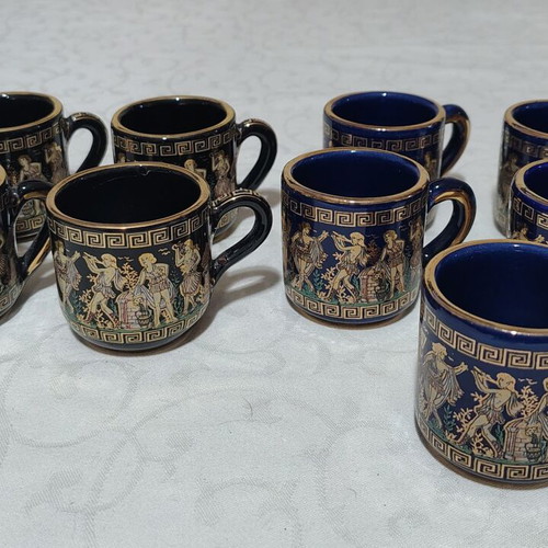 Coffee cups like new, handmade with 24K gold, set