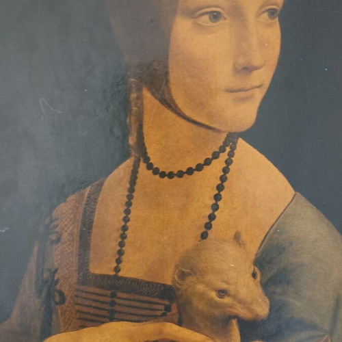 Lady with an Ermine by Leonardo da Vinci vintage painting used