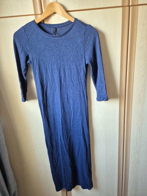Stradivarius Rib Midi Dress Navy Blue Size S like new