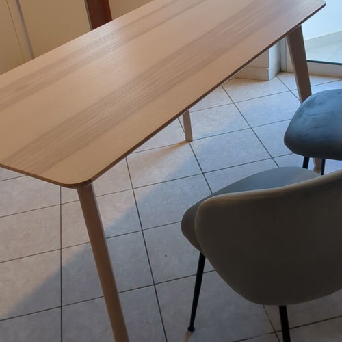 IKEA wooden large table with two velvet chairs from Praktiker