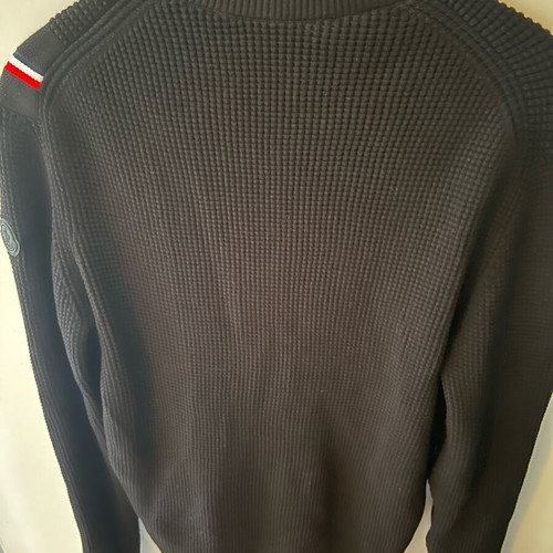 Moncler cotton waffle-knit crewneck sweater black size L
