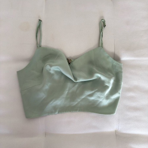 Lynne satin top with zipper and adjustable strap pistachio like new