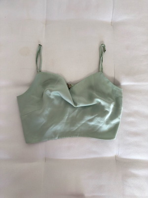 Lynne satin top with zipper and adjustable strap pistachio like new