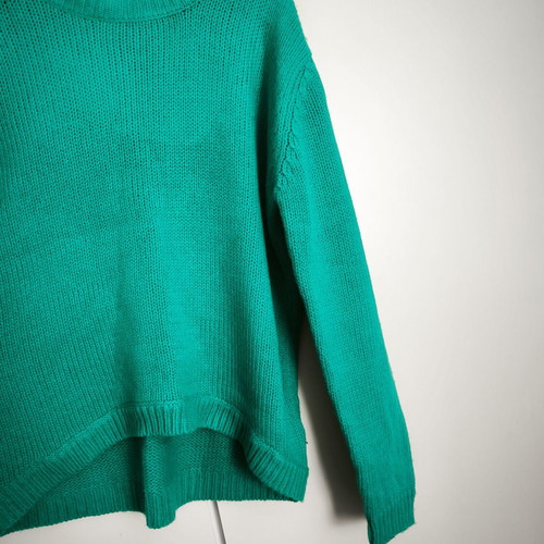Turquoise women's blouse Large like new with silver studs asymmetrical