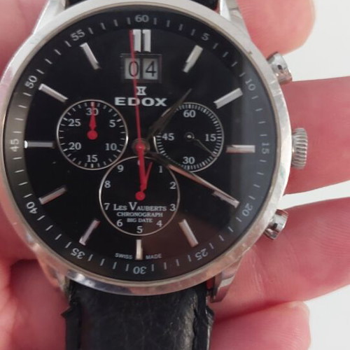 Edox Les Vauberts Chronograph Big Date watch like new, Swiss made