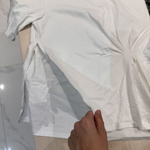 White T-shirt with Side Shirring, Size M, Women's