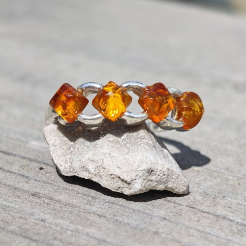 Silver ring with Baltic amber new
