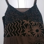 Mia strap dress used brown with black, cotton, size L, asymmetric