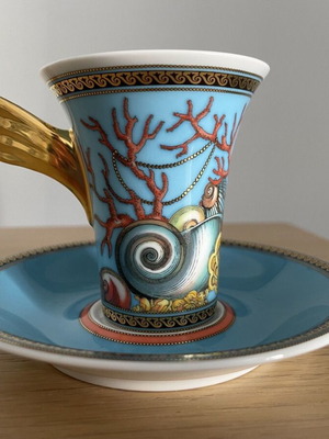 Versace Rosenthal Ikarus Les Tresors de la Mer espresso coffee set, 4 cups with saucers