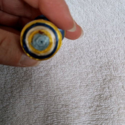 Clip-on earrings used, blue and yellow