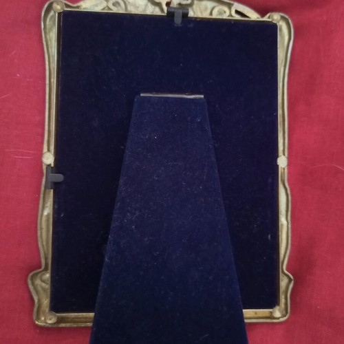 Bronze romantic photo frame with blue velvet backing 16x11.5 cm
