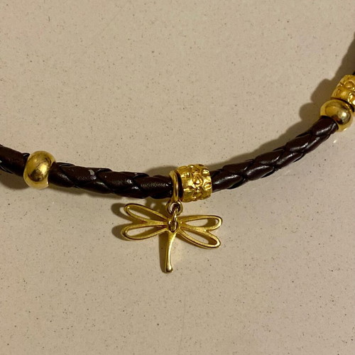 Bijou Brigitte necklace new, leather with gold decorations