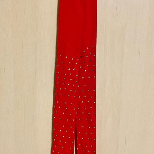 Crepe belt red new with rhinestone embroidery 1.90m adjustable