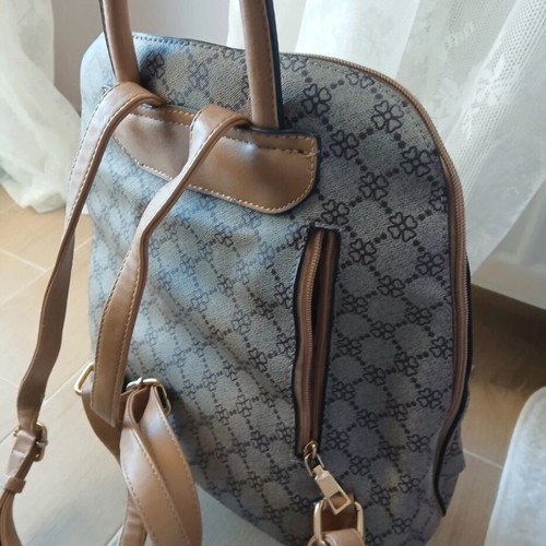 Women’s backpack bag used, faux leather with three compartments