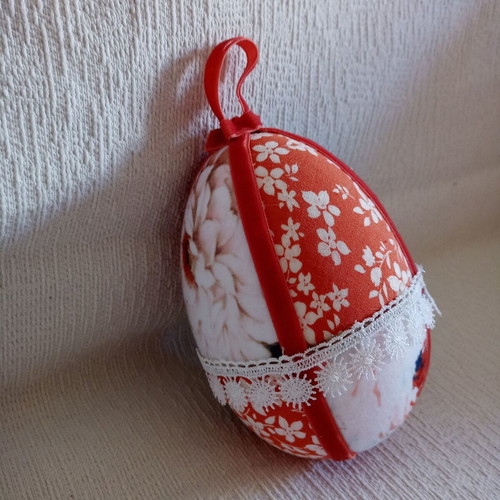 Decorative egg orange and blue floral used