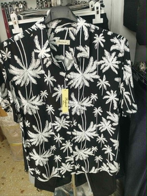 Men's Short-Sleeve Shirt with Palm Trees C7090, new, black