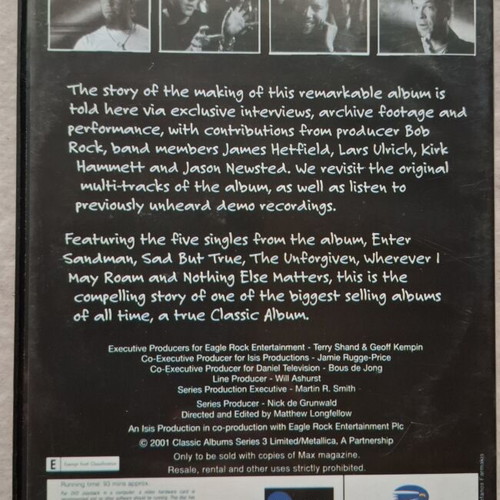 Metallica DVD documentary like new, Black Album tribute