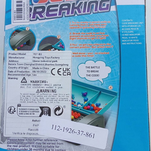 Code Breaking board game new with instructions