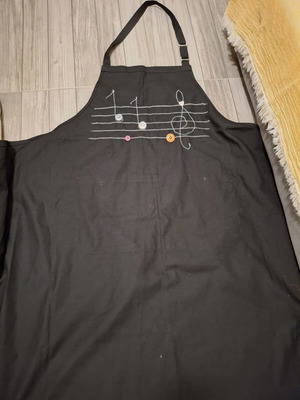 Handmade Cooking Apron Musical Staff Design new