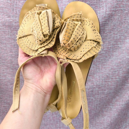 Ei Fiancees flat sandals used, size 41, beige