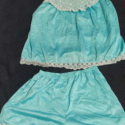 Baby doll summer sleepwear set blue turquoise like new, size 48