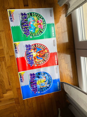 Pokemon Promo Japanese Red Green Blue Fabric Flyers used set of 3
